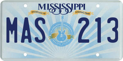 MS license plate MAS213