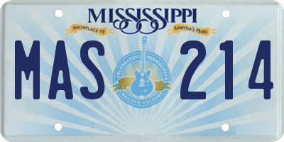 MS license plate MAS214