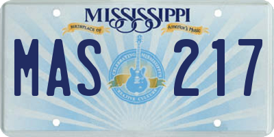 MS license plate MAS217