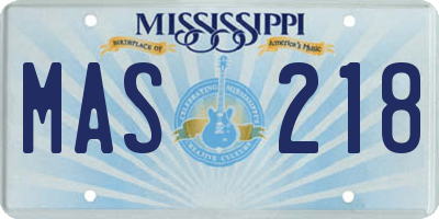MS license plate MAS218