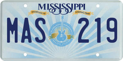 MS license plate MAS219