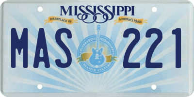MS license plate MAS221