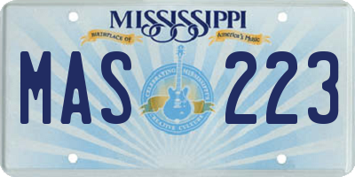 MS license plate MAS223