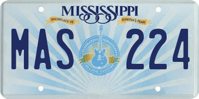 MS license plate MAS224