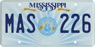 MS license plate MAS226