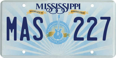 MS license plate MAS227