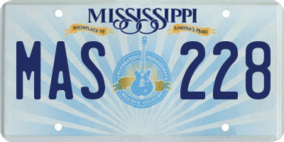 MS license plate MAS228