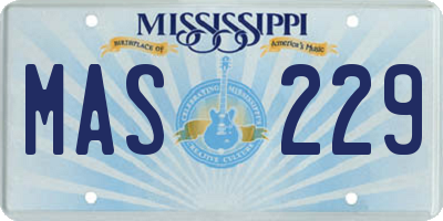 MS license plate MAS229