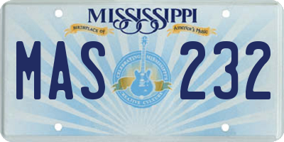 MS license plate MAS232