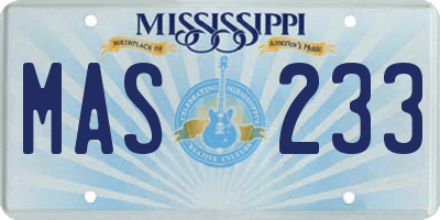 MS license plate MAS233