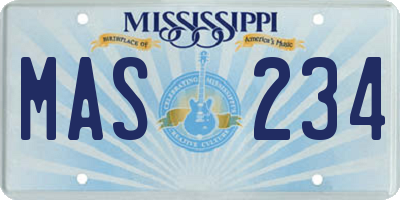 MS license plate MAS234