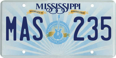 MS license plate MAS235