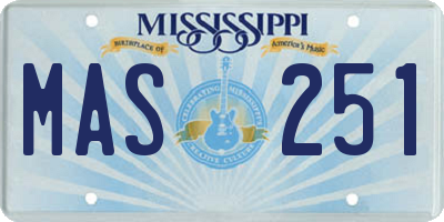 MS license plate MAS251