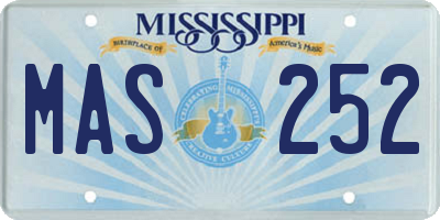 MS license plate MAS252