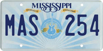 MS license plate MAS254
