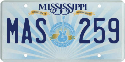 MS license plate MAS259