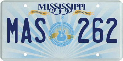 MS license plate MAS262