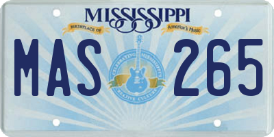 MS license plate MAS265