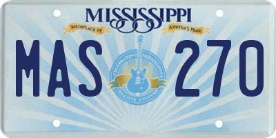 MS license plate MAS270