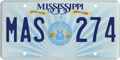 MS license plate MAS274