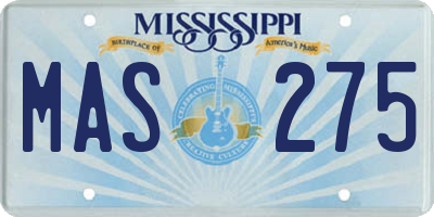 MS license plate MAS275