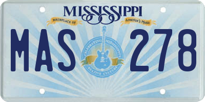 MS license plate MAS278