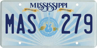 MS license plate MAS279