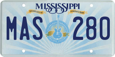 MS license plate MAS280