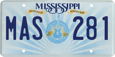MS license plate MAS281