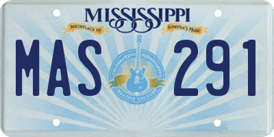 MS license plate MAS291