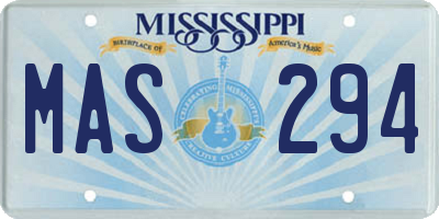 MS license plate MAS294