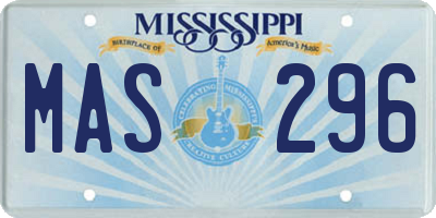 MS license plate MAS296