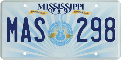 MS license plate MAS298