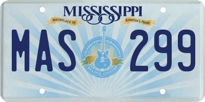 MS license plate MAS299