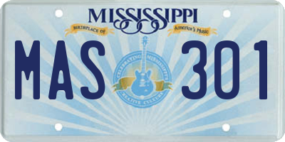 MS license plate MAS301