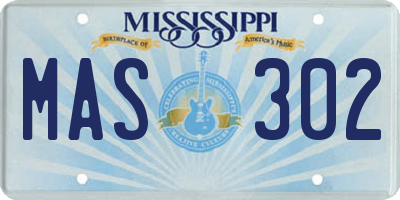 MS license plate MAS302