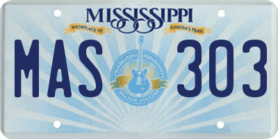 MS license plate MAS303