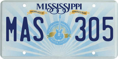 MS license plate MAS305
