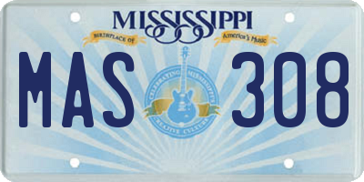 MS license plate MAS308