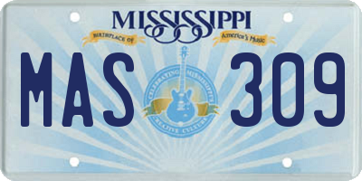 MS license plate MAS309