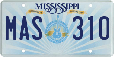 MS license plate MAS310