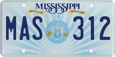 MS license plate MAS312