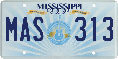 MS license plate MAS313