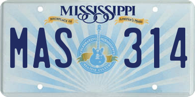 MS license plate MAS314