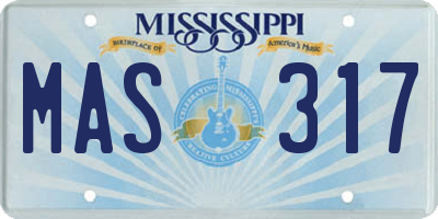 MS license plate MAS317