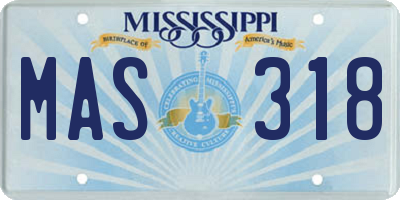 MS license plate MAS318