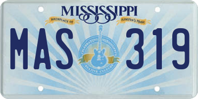 MS license plate MAS319