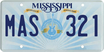 MS license plate MAS321