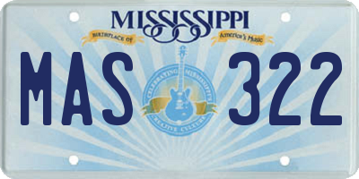MS license plate MAS322