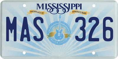 MS license plate MAS326